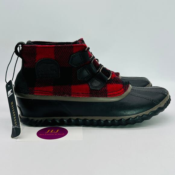 Sorel Women's Out N About Plus Buffalo Plaid Ankle Boots NL2544-011 Size 7 - Picture 1 of 10